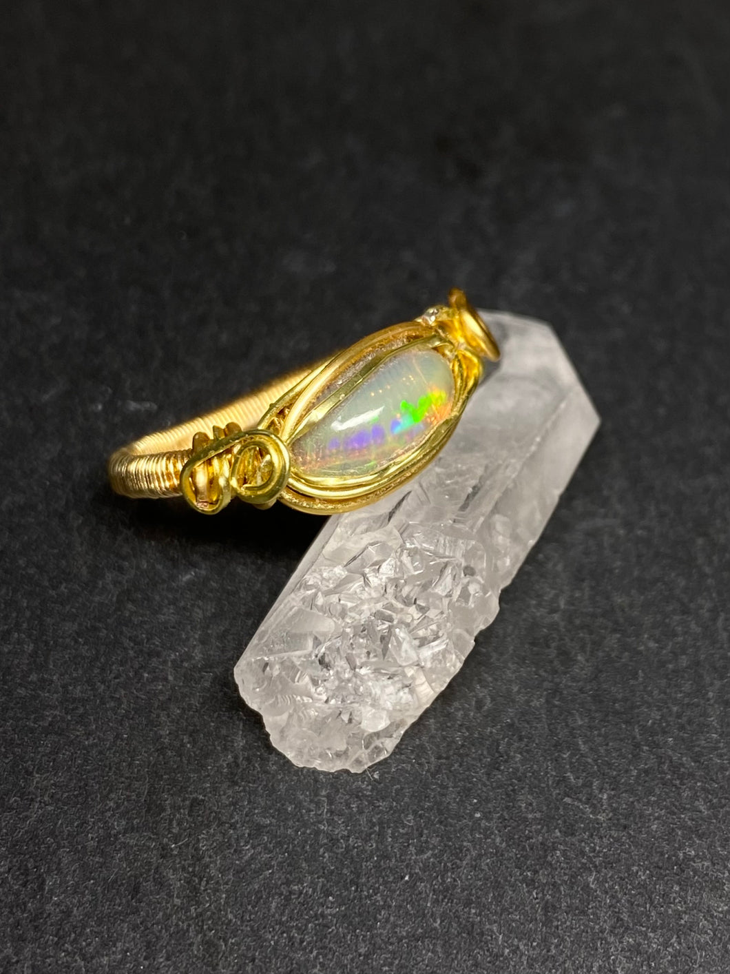 Opal Ring vergoldet Gr. 54